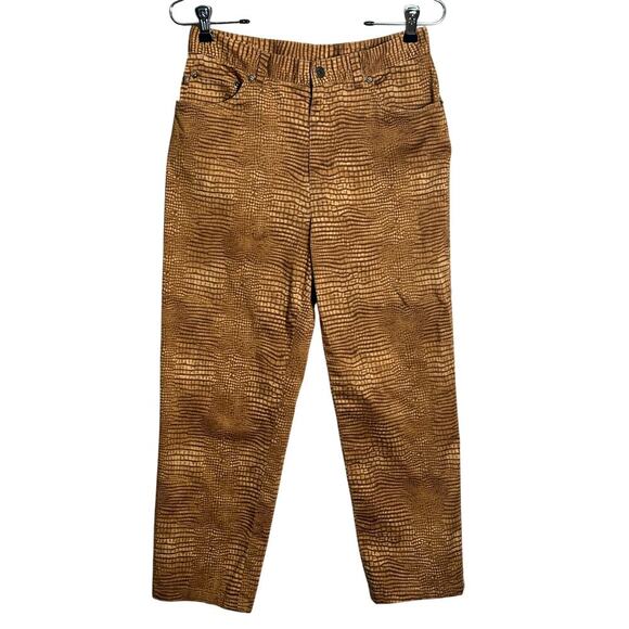 Lauren Ralph Lauren Sz 8 Snakeskin Crop Stretch Jeans Straight Leg Animal Print‎ - Picture 1 of 10